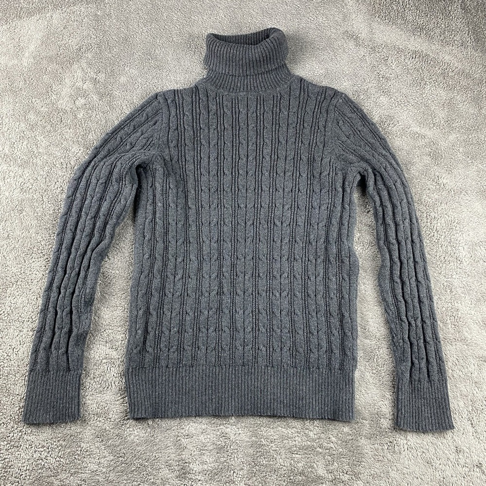 St. John's Bay Turtleneck Long Sleeve Cable Knit Sweater Womens Medium Gray